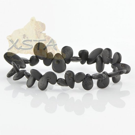 Raw black drop shaped amber bracelet